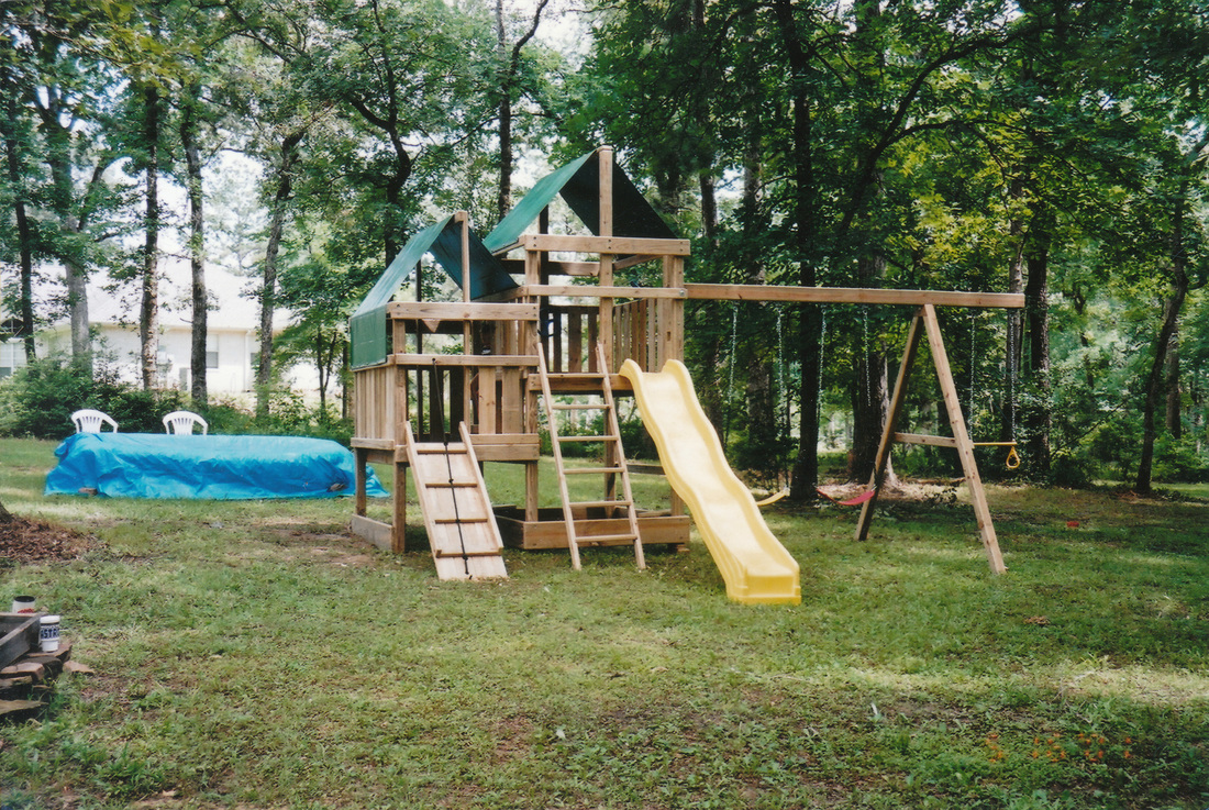 The First Gemini Swing Set with Three Position Swingset and 10' Wave Slide