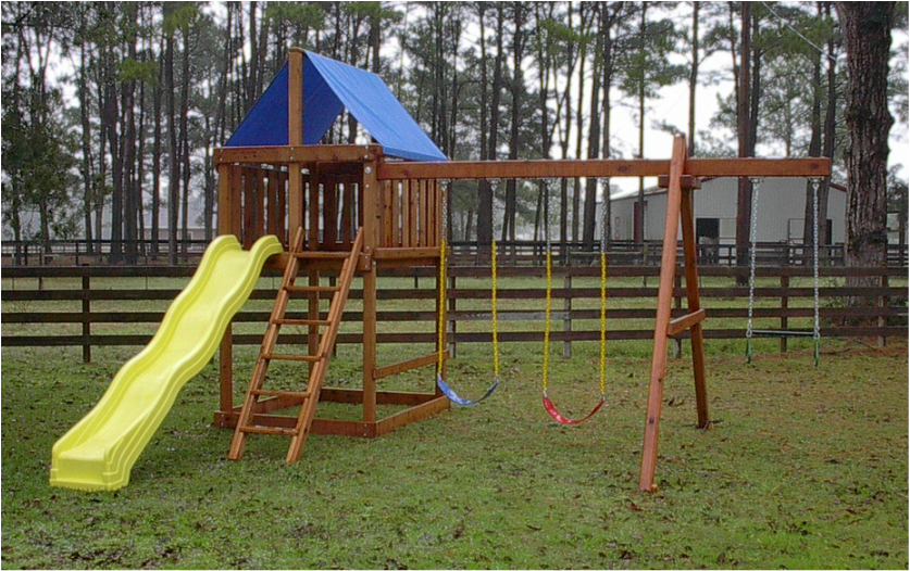 Apollo Do-It-Yourself Swing Set with Blue Top, Three Swing Positions and 10' Wave Slide