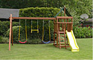 Endeavor Wooden Fort with 8' Slide and Three Position Swingset