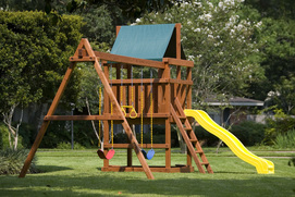 Build Your Own Endeavor Wood Playscape with 10' Slide and Three Position Swingset