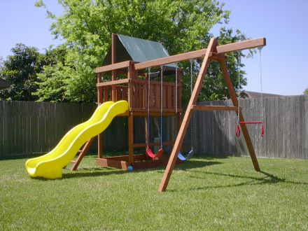 Add on a swingset to your existing wood fort.